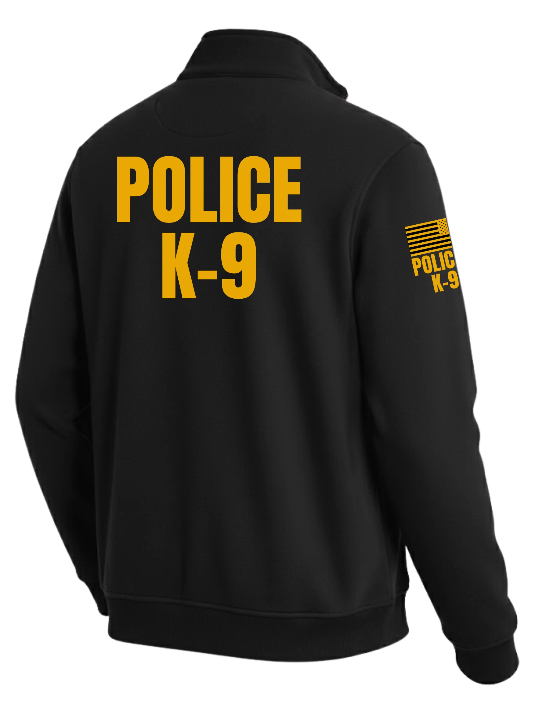 Black Police K-9 Men's Fleece Job Shirt (Golden Yellow)