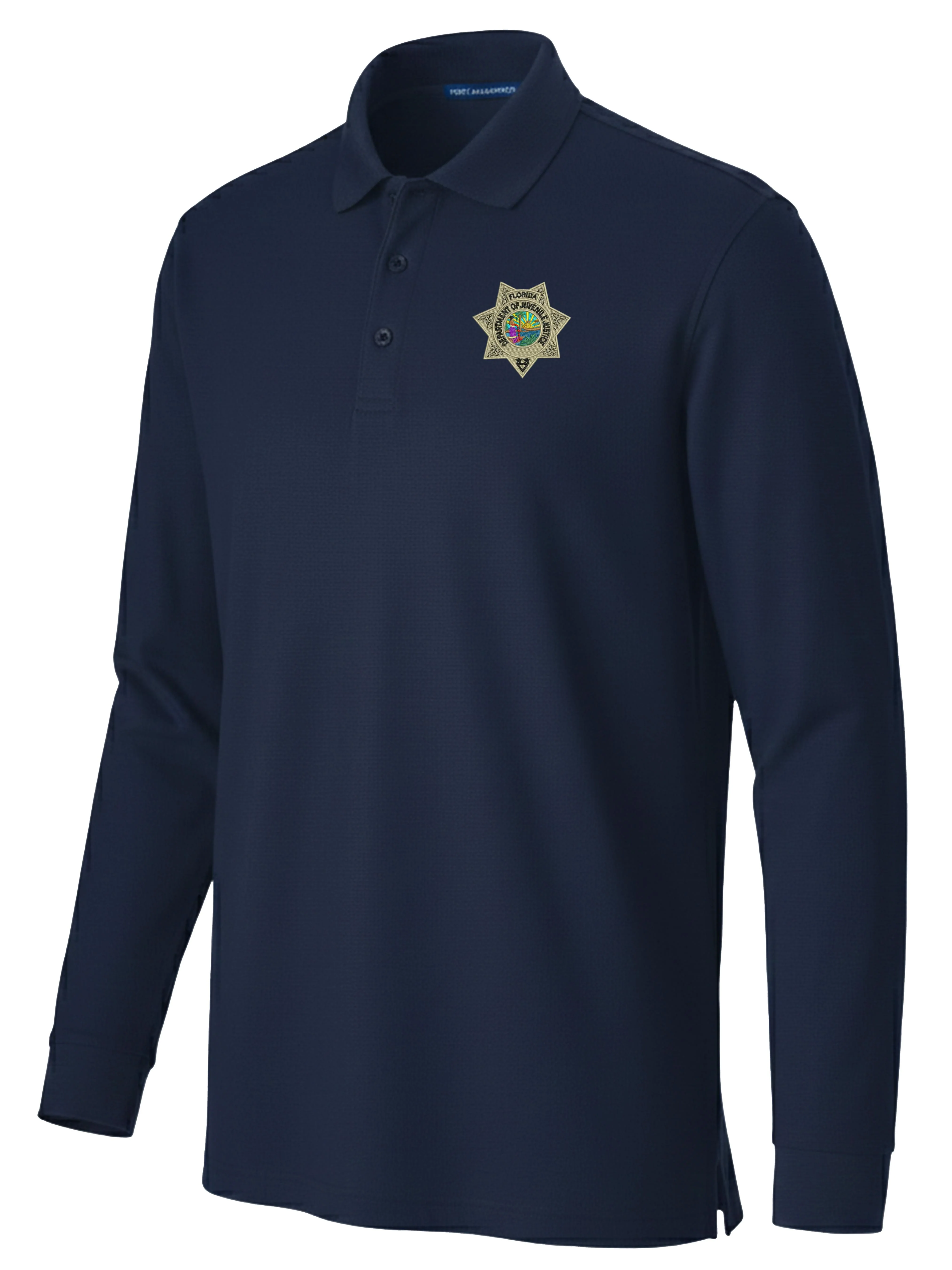 Florida Department of Juvenile Justice Men's Long Sleeve Polo - Image 2