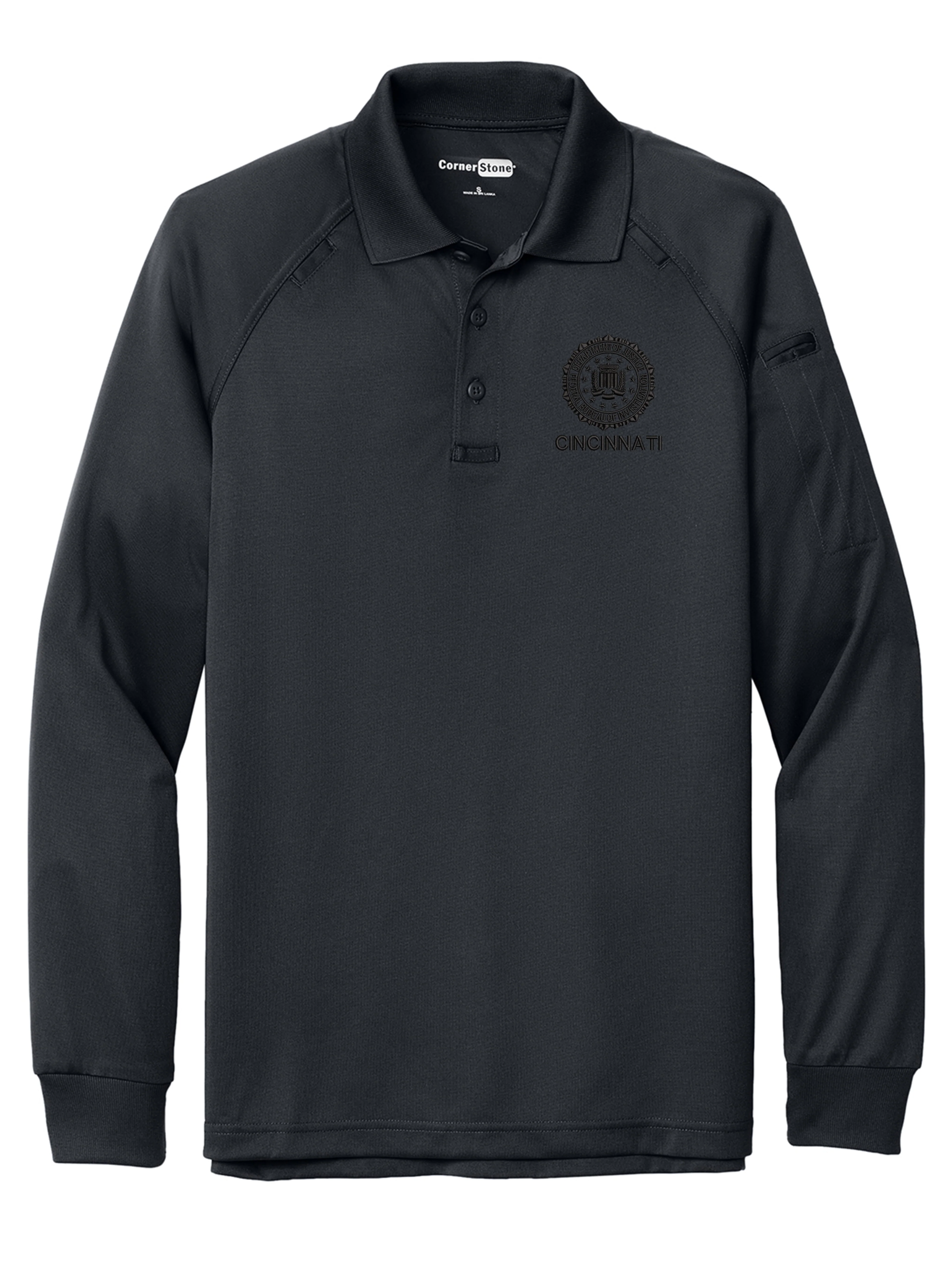 FBI Cincinnati Men's Tactical Long Sleeve Polo - Image 2