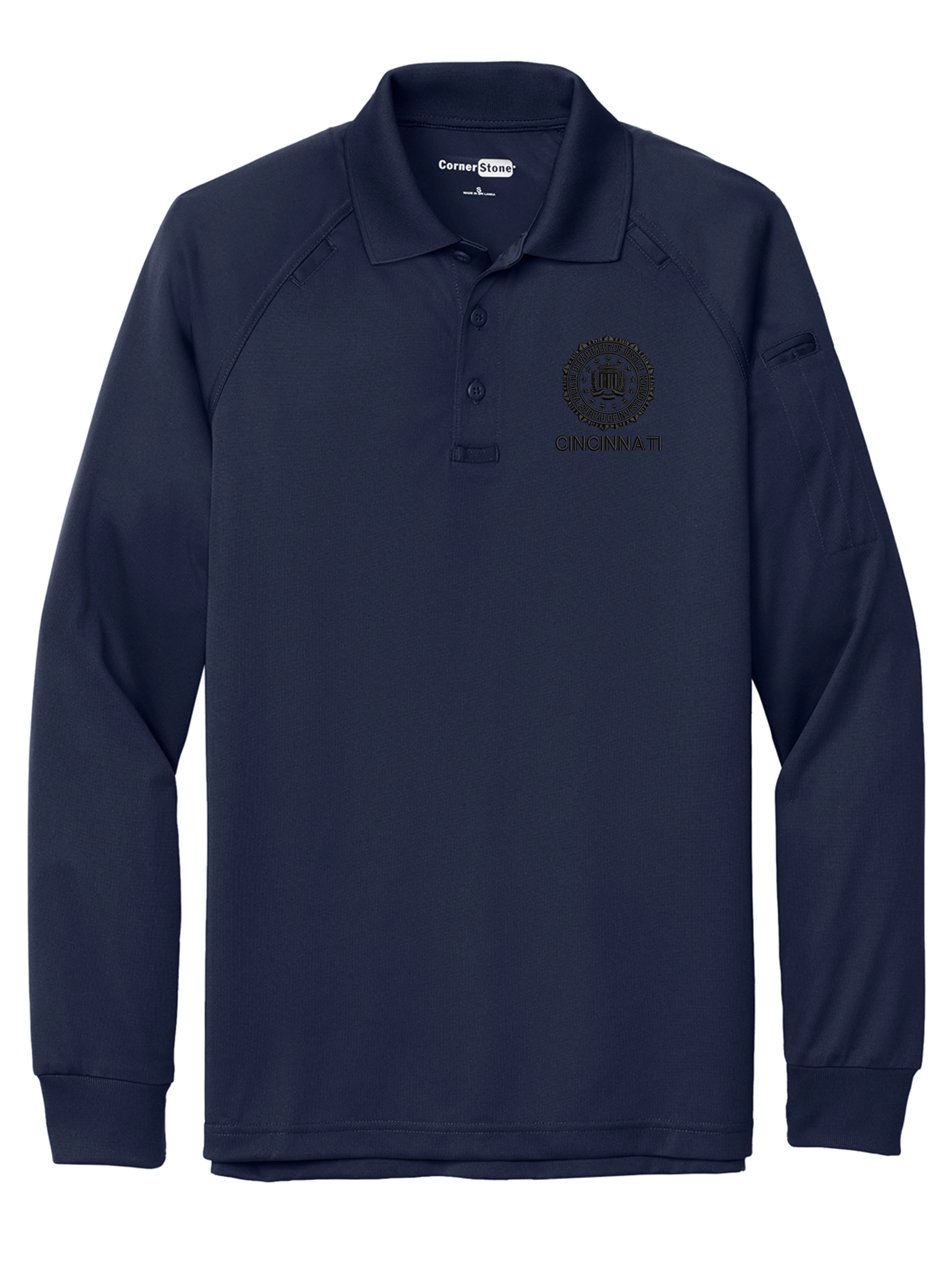 FBI Cincinnati Men's Tactical Long Sleeve Polo - Image 3