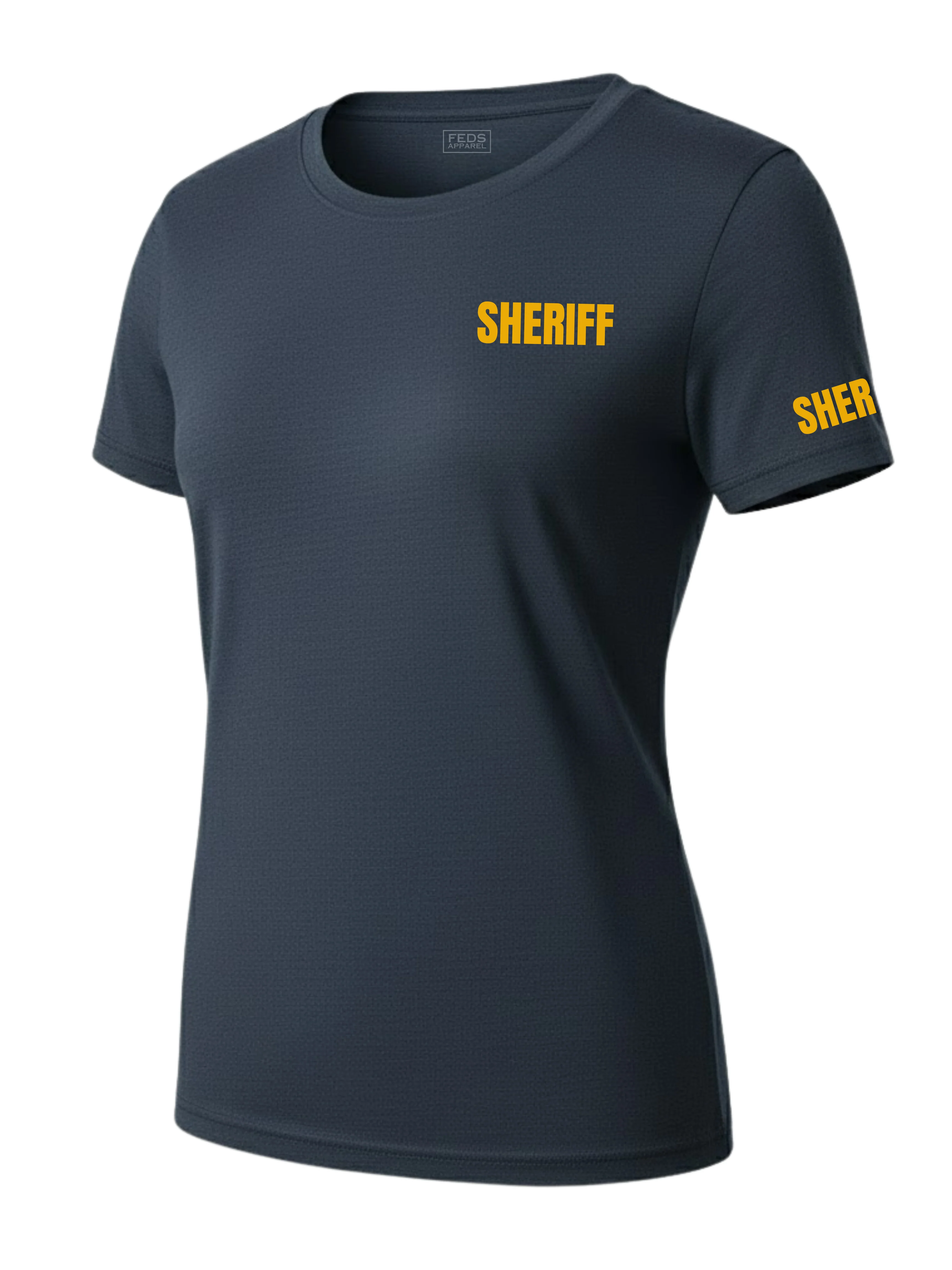Navy Blue Sheriff Women's Shirt - Short Sleeve (Golden Yellow) - Image 2